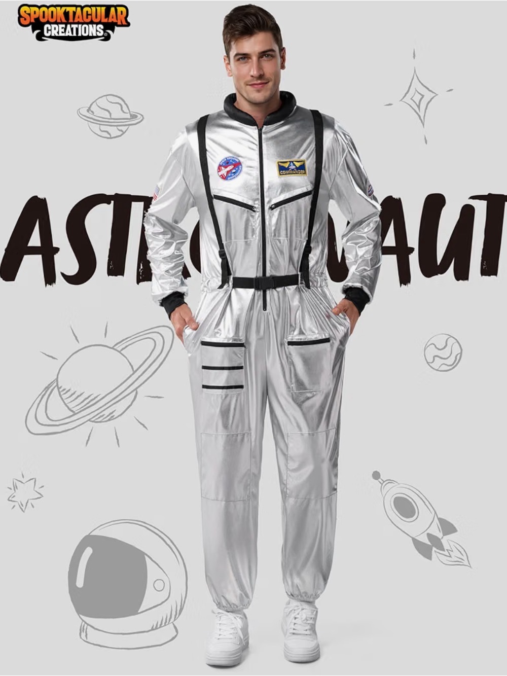 Silver Astronaut men’s Costume Jumpsuit